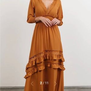 Pippa Ruffle Maxi Dress - camel